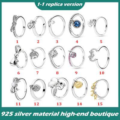 China Vintage S925 Sterling Silver Blue Bow Love Tag Ring Couple Ring for sale