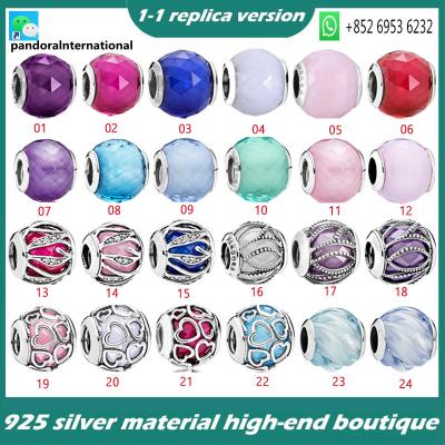 China Jewelry Decoration Colored Glass Beads S925 Classic Love Beaded Accessories Sterling Silver Interlocking Beads Halo DIY for sale