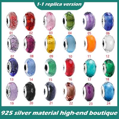 China Crystal Cut Surface S925 Sterling Silver Series Shimmering Colorful Glass Beads Hanging DIY Beaded Accessories for sale