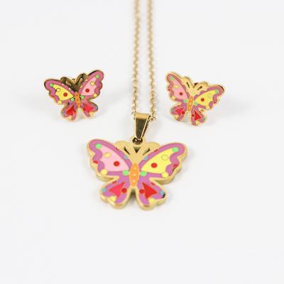 Chine Cute Durable Butterfly Necklace Earring Pendant NecklaceStainless Steel Butterfly Sets Chain à vendre