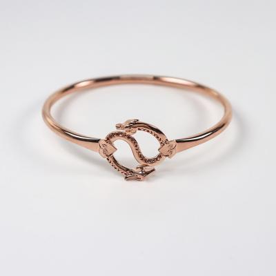 Cina Customized FASHIONABLE Rose Gold Plated Sterling 925 Silver Women Brand Bracelet Charms Dragon Shaped Jewelry Bangle Bracelet in vendita