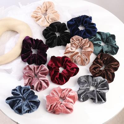 China For Large Hair Amazon Velvet Hair Scrunchies Women Solid Color Velvet Scrunchies Elastic Hair Scrunchies en venta