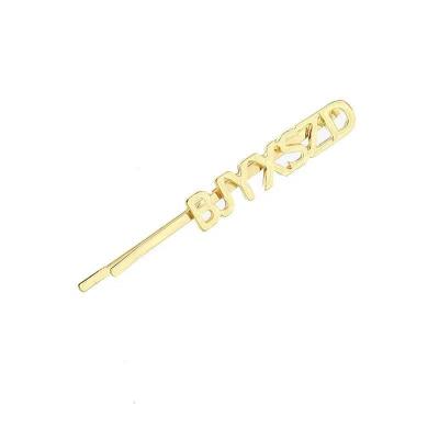 Cina Fashion Cheap Wholesale Custom Letter Logo Gold Plated Alloy Hair Pins For Girls in vendita