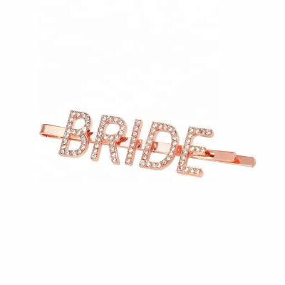 China Fashion Bling Wedding Hair Clips Rhinestones Crystal Bridal Styling Barrette Letter Paved Bridal Hair Pin à venda