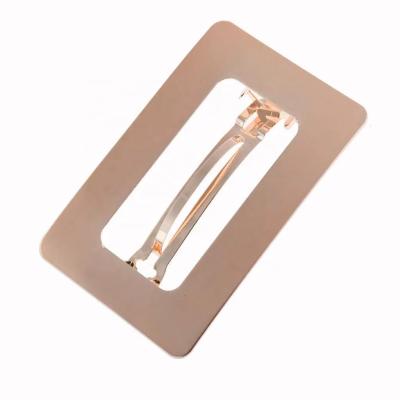 China Fashion Metal Hollow Spring Clip Women Hair Accessories Rectangle Automatic Hair Clip Barrette à venda