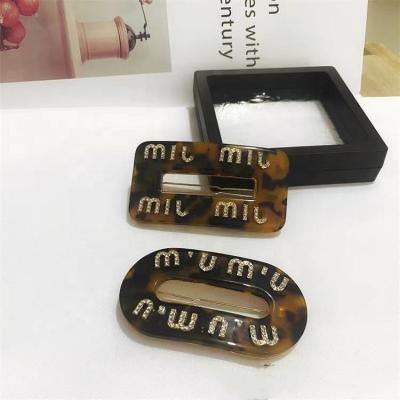 China Fashion women wm rhinestone hair barrette tortoise acetate hair barrette french bling clip for sale