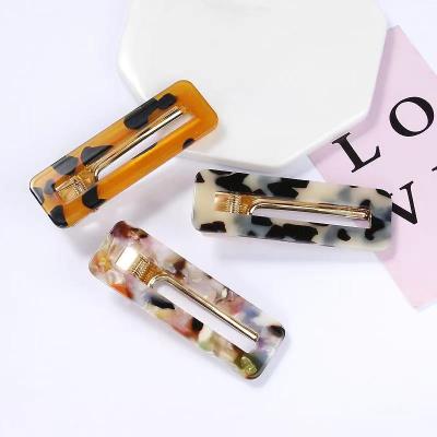 China Fashion Women Shape Acetic Acid Hair Clips Custom Logo Leopard Marble Acetate Hair Clips à venda