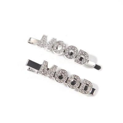 China Fashion Alloy Diamond DIY Letter Hairpin Rhinestone Hair Clip Accessories For Women à venda