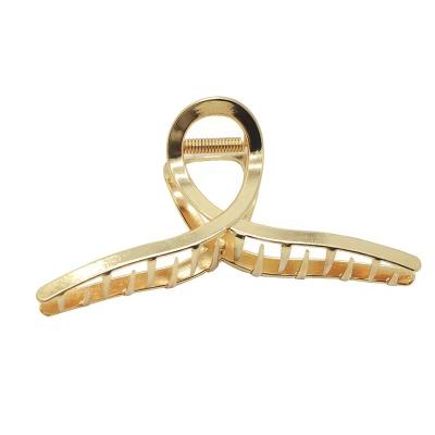 China Large Gold Simple Fashion Designer Ladies Barrette Clips Wholesale Custom Metal Hair Claw Hair Pins Accessory For Women Girls Te koop