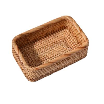 China Countertop Stocked Wicker Shelves Organization To Decorate Bathroom Cabinet Woven Bins Shelf Rattan Fruit Storage Basket For Kitchen for sale