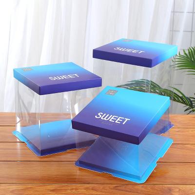 China Hot Sale Unique Color Rectangle 10 Inch - Tall Cake Box PET Cake Box With Customized Logo Factory Direct 30*30*25cm for sale