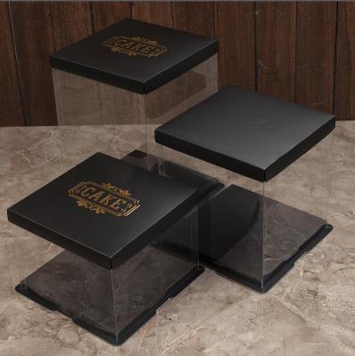 China Popular Elegant Clear To Black PET Cake Box Candy Packaging Cake Box Factory Direct Customized for sale