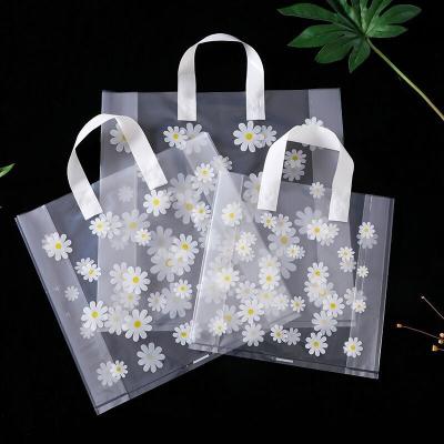 China Customized clear flower printed PVC clothing packaging bag shopping bag gift plastic bag factory direct 33*33*9CM for sale