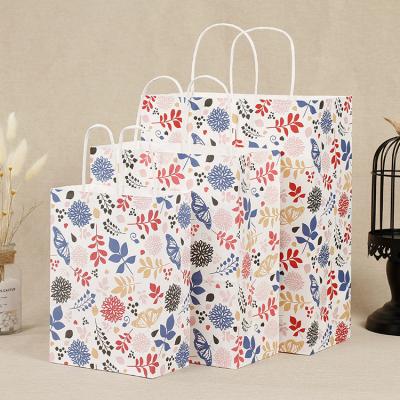 China Gift & Custom Printing Craft Logo White Brown Kraft Gift Craft Paper Bag Flower Wrapping Paper Grocery Bag Recycle Brown Paper for sale