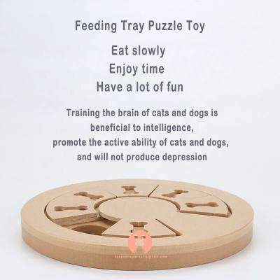 China Eco-Friendly Driver Dog Puzzle Toys Slow Training Cat Dog Education Tray Puppy Feeding Tray MDF Dispenser High Density Interactive Driver Dog Puzzle Toys IQ Rotary for sale