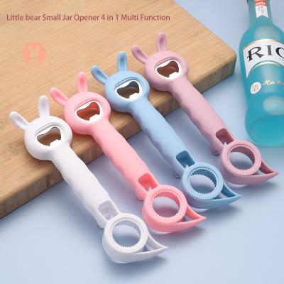 China Viable Little Bear Small Jar Opener 4 in 1 Multi Function Can Opener Bottle Opener Easy for Elderly Kids Arthritis Sufferers for sale