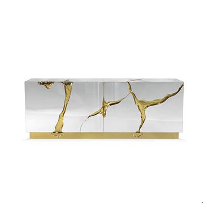 China Customizable Modern Luxury Living Room Furniture Style Metal Gold Sideboard for sale