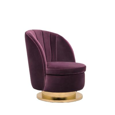 China Modern Luxury Purple Bedroom Chair Stainless Steel Velvet Leisure Chair for sale