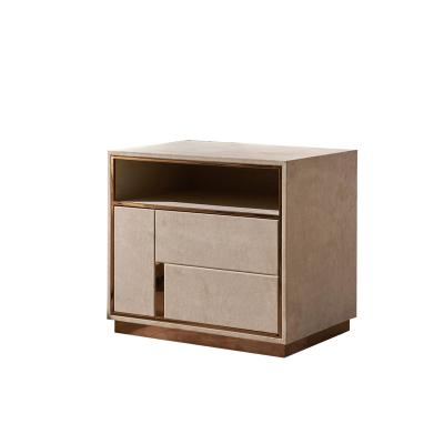 China Customized Canvas Cover Metal Decoration Modern Bedside Table Nightstands for sale