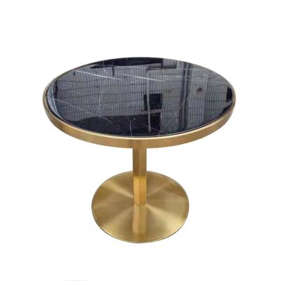 China Customized Luxury Brass Table Base Round Marble Top Coffee Table for sale