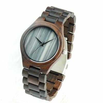 China Wholesale Custom Private Label Stone Bamboo Day/Date Mens Marble Wood Watch for sale