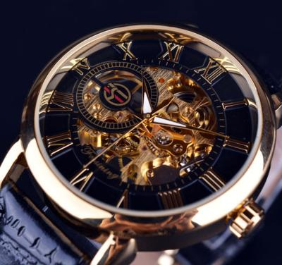 China Water Resistant Forsining Gold Skeleton Mechanical Automatic Movemet OEM Tourbillon Luxury Men Watch for sale