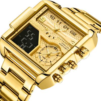 China BOAMIGO Week Display Big Dial Fashion Men Watches Gold Stainless Steel Sport Big Square Quartz Watch For Men Relogio Masculino for sale