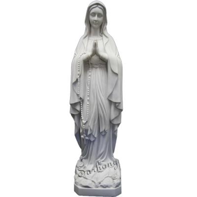 China Outdoor White Marble Wall Garden Religious Our Lady of Lourdes Blessed Virgin Mary Stone Statue for sale