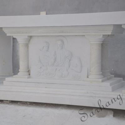 China Wall Hand Carved Church Religious Marble Altar , Marble Altar Table for sale