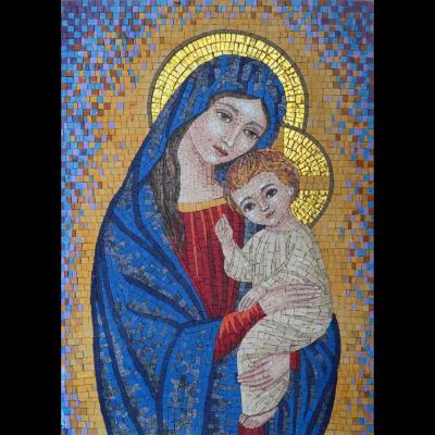 China Wall Christian Mosaic Icon Mural Portrait of Virgin Mary for sale