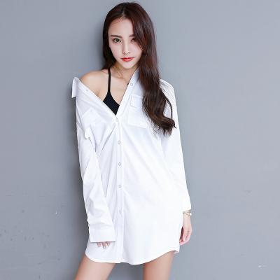 China OEM Breathable Custom White Chemise Sexy Pajamas Loose Home Loungewear Korean Nightgown Blouse Mid Length for sale