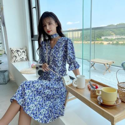 China Summer 2022 anti-static new plus size women's casual dresses floral Midi print a-line skirt for sale