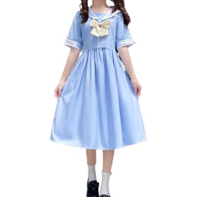 China New Mid Length Sailor Collar Sailor Collar Anti-Static Casual Dress A Line Skirt For Daily Leisure for sale