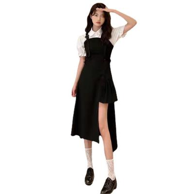 China Wholesale Custom Anti-Static Black Dress Ladies Sling Long Sleeveless Casual Dress White Shirt Manufacturer for sale