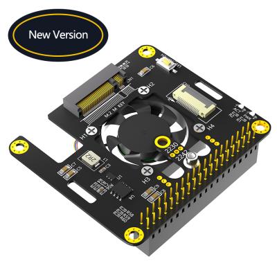 중국 새로운 버전 3 in 1 콤보 M.2 NVMe에서 PCIe 어댑터 쿨러 팬과 라즈베리 파이 5의 자동 변색 LED 판매용