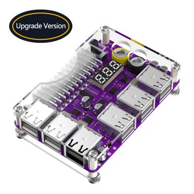 Cina ATX 24 Pin Power Supply Breakout Board con kit di custodia acrilica Display LED a 3 cifre a 12 porte USB 2.0 & QC 2.0/ 3.0 & 12V Output in vendita