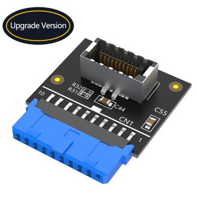 China Versión de actualización USB vertical 3.1 del panel frontal Conjunto clave-A Tipo-E a USB 3.0 Adaptador de extensión de encabezado de 20 pines masculino en venta