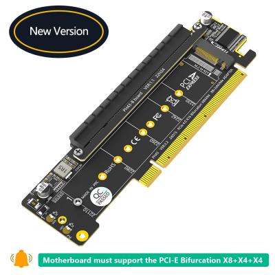 China Dual NVMe PCIe Adapter PCIe 4.0 X16 to Dual NVMe and 1x More PCIe x16 Adapter for M.2 NVMe SSD for sale