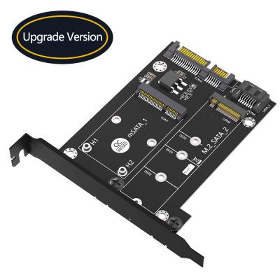 中国 2 In 1 MSATA / M.2 NGFF SSD To Dual SATA3 Converter Adapter Card With Full Height Profile Bracket 販売のため