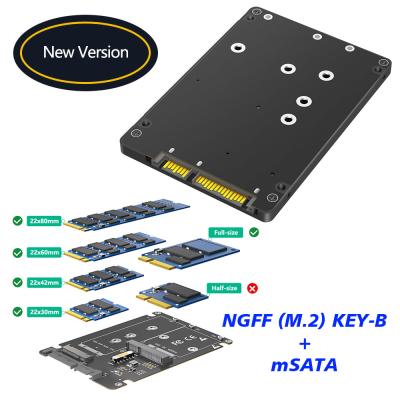 China Full-size NGFF M.2 B Key/mSATA SSD to 2.5 SATA3 Adapter 2 in 1 with Plastic Enclosure for sale