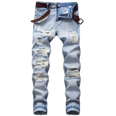 China 2021 New Arrival Breathable Men's Ripped Jeans Slim Fit Jeans For Men Vintage Ripped Straight Jeans for sale