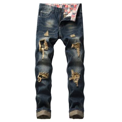 China 2021 fashionable men's breathable ripped jeans slim fit jeans for men's new business casual wear slim fit jeans for sale