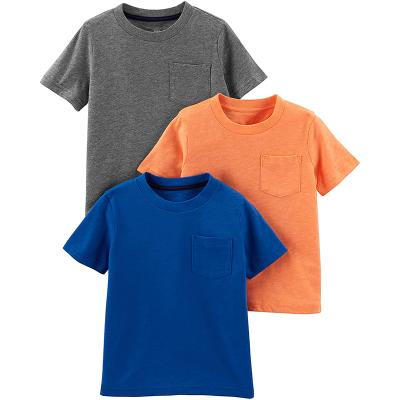 China Wholesale Custom White Simple Anti-Shrink T-shirt Kids Clothing Printing Kids Casual Cotton T-shirt With Pockets for sale