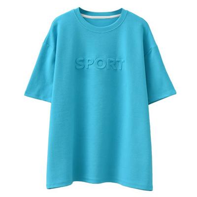 China anti-wrinkle oversized cotton emboss t-shirts women fashion street premium men custom 3d embossed t-shirt oem for sale