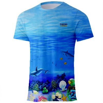 China Anti-UV Quick Dry Custom Printed Fishing Shirts Sporting Shirts Mens T-shirt Short Sleeve Sublimation Shirts Cotton Feel for sale