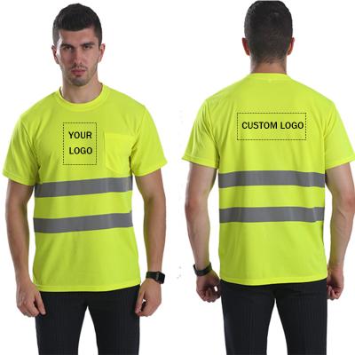 China Custom Factory Supply OEM HIGH VISIBILITY Reflective Shirt Safety Tops Construction Fluorescent T-Shirts for sale