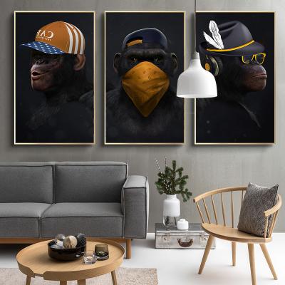 China Art Home Living Room Decoration Painting Canvas Painting Wall Art Gorilla Monkey Graffiti Street Funny Poster Modern Abstract Waterproof+ECO-Friendly for sale