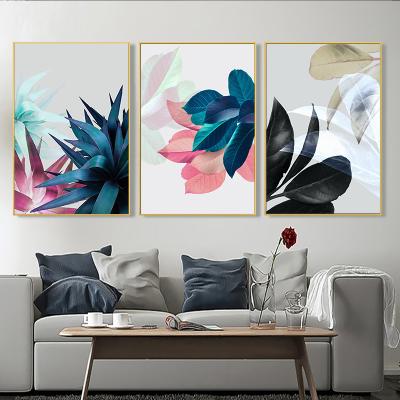 China Waterproof+ECO-Friendly Nordic Abstract 3 Pcs Leaves Factory Canvas Print Poster Modern Wall Art Painting Pictures For Living Room Decoration for sale