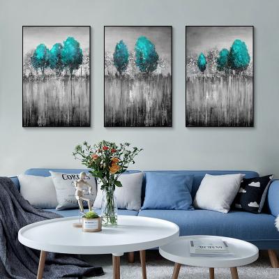 China Waterproof+ECO-Friendly 100% Hand Painted Oil Painting On Canvas 3 Pcs Abstract Forest Trees Landscape Wall Art Pictures For Living Room Decoration for sale