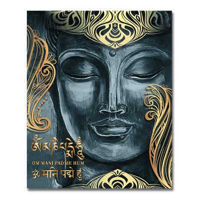 China Wholesale Large Size Waterproof+ECO-Friendly Buddha Portrait Print Painting On Canvas With Gold Foil Modern Wall Art Decoration For Living Room for sale